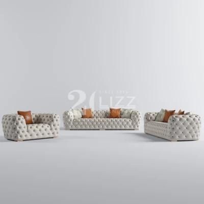 Chinese Manufacture Italian Style Chesterfiled Living Room Furniture Luxury PU Leather Sectional Corner Sofa