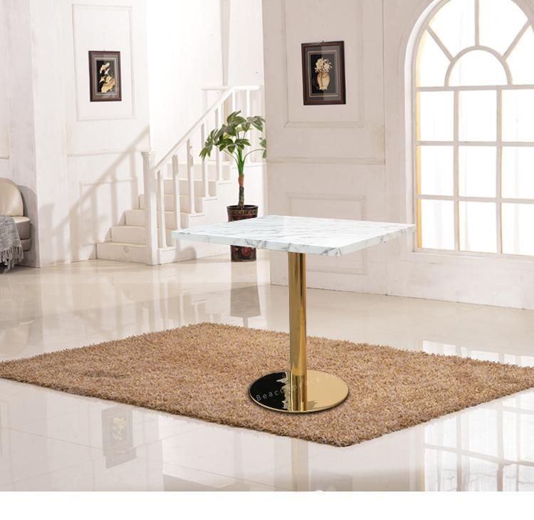 Marble Top Metal Base Dining Table