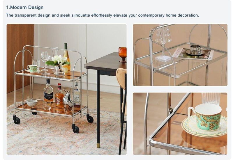 Best Price Tempered Glass Folding Tea Trolley Cart