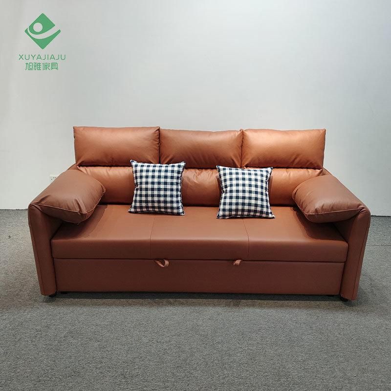 Vintage Orange Synthetic Leather Settee Sofa for Bedroom or Basement