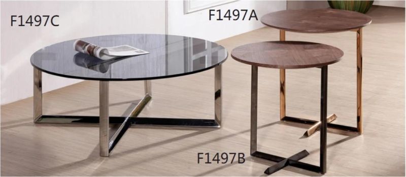 Modern Coffee Table with Stainless Steel Base for Home Restaurant Furniture