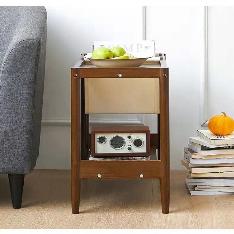 Modren Livingroom Furniture Wooden Double Deck Tea Rack Side Table