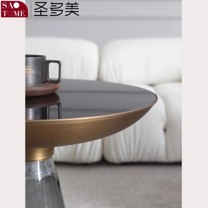 Modern Living Room Furniture Stainless Steel Minimalist Glass Round Tea Table