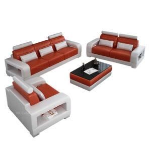 Living Room Sofa Sets Modern Leather 1+2+3 Sofa Orange Furniture