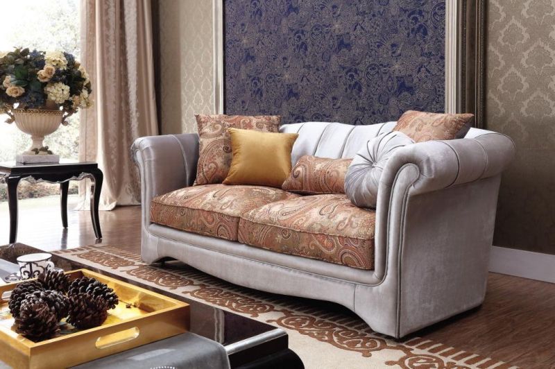 Zhida High Quality Wholesale Home Furniture American Style Classical Living Room Comfortable Fabric Velvet 1 2 3 Seater Sectional Sofa for Villa