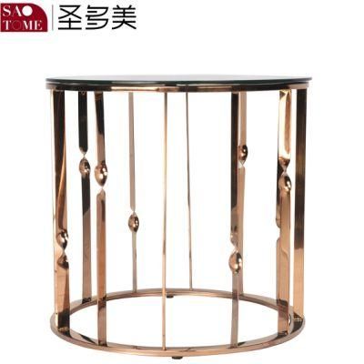 Modern Living Room Stainless Steel Black Glass End Table