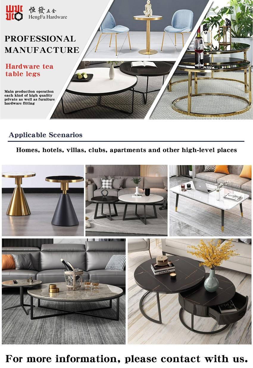 Modern Metal Frame Hotel Furniture Round Marble Tea Table