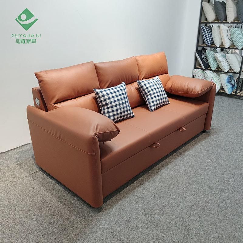 Vintage Orange Synthetic Leather Settee Sofa for Bedroom or Basement