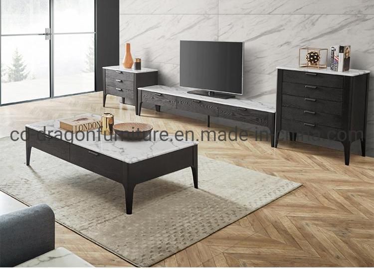 Living Room Furniture Wooden Frame Coffee Table with Marble Top