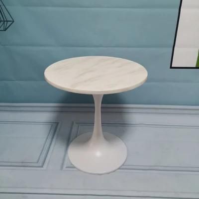 Modern Simple Designers Round Tea Table Living Room Matte White Base Side Table