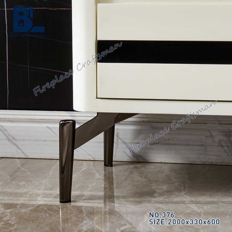 Modern Marble Top TV Cabinet Unit Stand with Wood Burning Stove