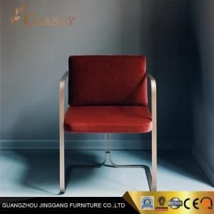 Elegant Design Brushed Stainless Steel with Velvet Seating Dining Armchair