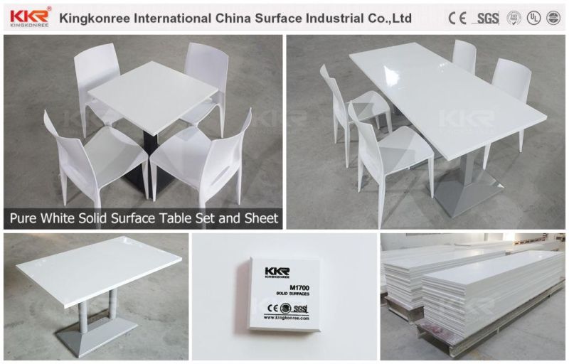 White Marble Solid Surface Resin Stone Rectangular Dining Table and Chairs