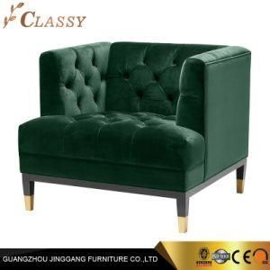 Luxury Green Tufted Chesterfield Velvet Cube Armchair with Metal Base