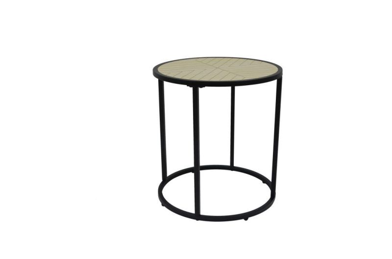 Ironwork Side Table with Rattan Woven Top