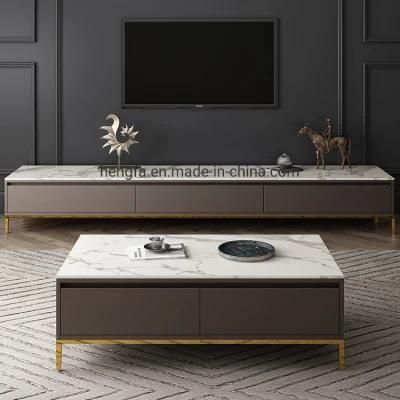 Modern TV Cabinet with Wood Cabinet Set Living Room Steel Frame TV Stand