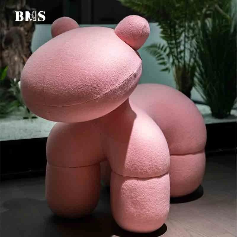 Modern Home Luxury Design Teddy Velvet Small Pink Horse Chair