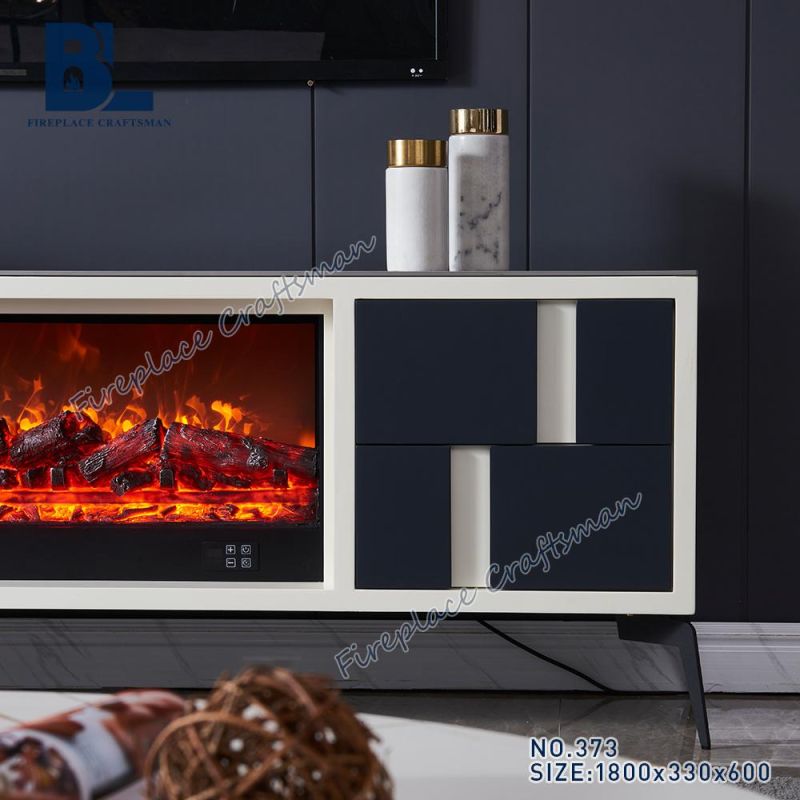 Modern Luxury Wooden MDF Mantel Surround TV Cabinet Stand with LED Electric Fireplace Insert for Living Room Furniture