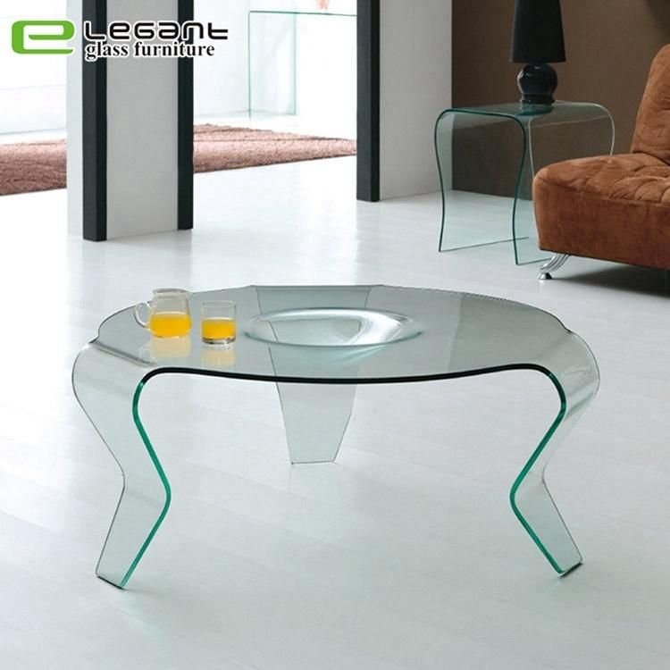 New Model Bent Glass Legs Black Large Center Coffee Table