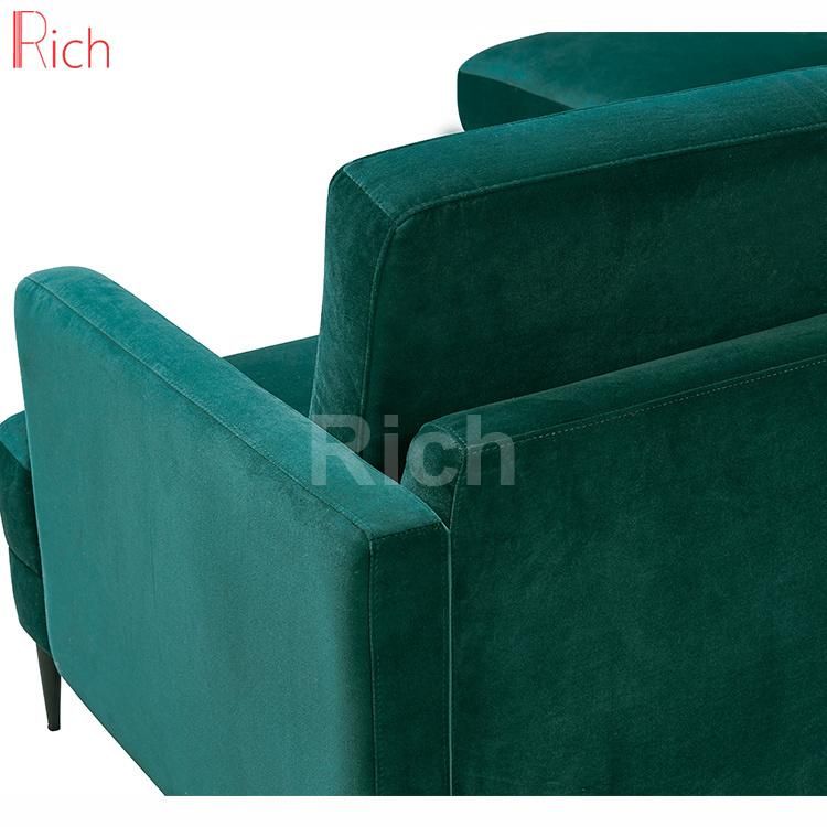 L Shaped Green Fabric Living Room Furniture Corner Sofa Set