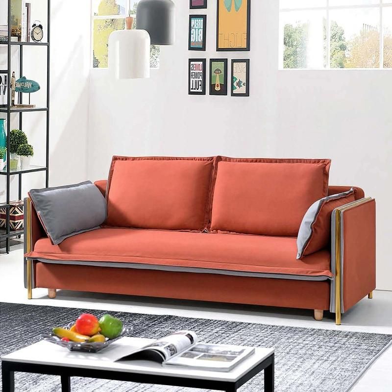 Zhida Home Furniture Living Room Hotel Sofa L Shape Modern Simple New Design Blue Fabric Adjustable Foldable Storage Leisure Sofa Bed for Apartment