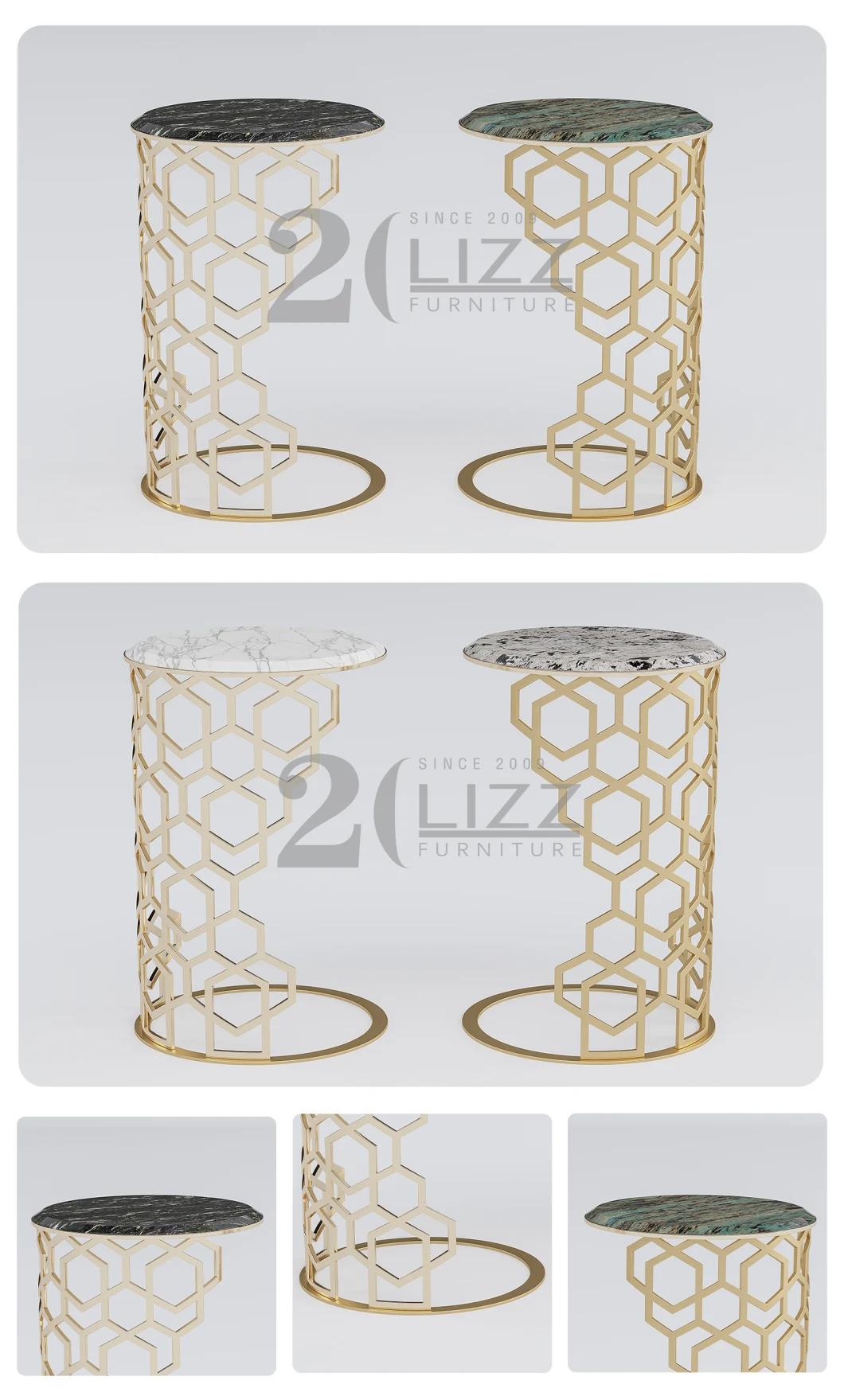 European Luxury Design Home Furniture Set Modern Living Room Martable Side Table with Metal Feet