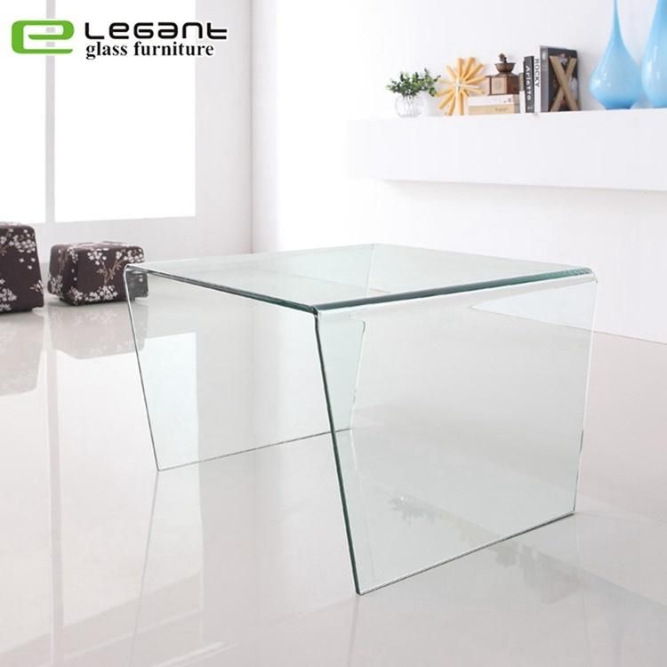 Clear and Grey Round Glass Coffee Table