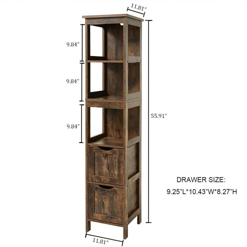 Kitchen and Living Room Rustic Brown Free-Standing Wooden Storage Rack 0230