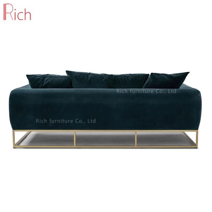 Metal Frame Blue Sectional Lounge Modern Sofa Set