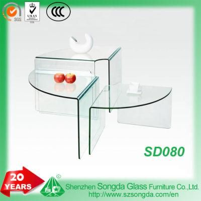 10mm-12mm Bent Glass Side Table, Glass Lamp Table