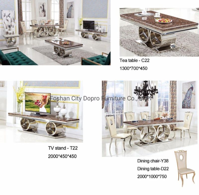 Middle East Saudi Arabia Style Hot Sale Stainless Steel Marble TV Stand