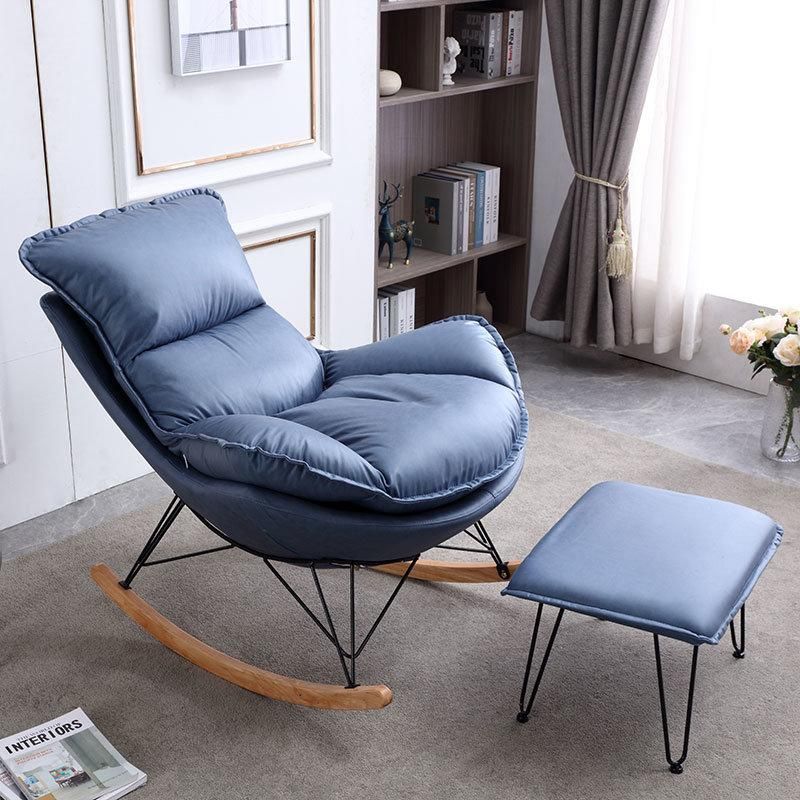 Business Blue Soft Doll Stuffed Foam Velvet Sofa Cushion Casual Shake Chair