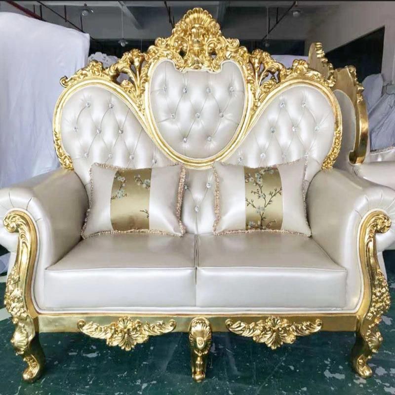 Heart Shape Complicate Cutting Design Wedding Couch Golden