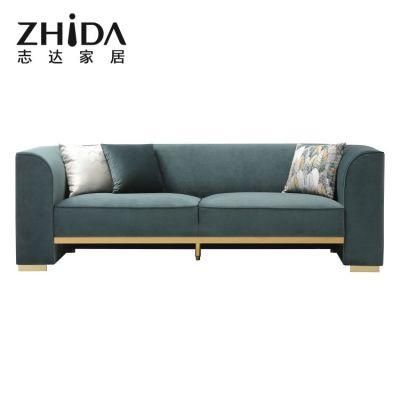 Factory Directly Sale Velvet Sofa Glossy Stainless Steel Sofas Couch with Comfort Seaters