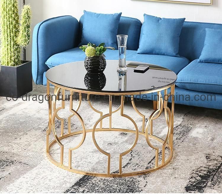 Hot Sale Wholesale Market Steel Coffee Table with Glass Top