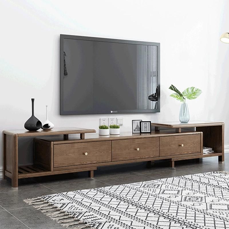 Nordic Light Luxury Solid Wood TV Cabinet Ash Wood Walnut Color Paulownia Combined Base Cabinet Simple Living Room Furniture 0035