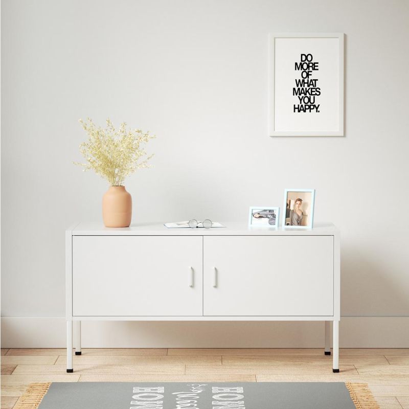 Living Room White Steel TV Cabinets Metal TV Stand Storage Sideboard Design