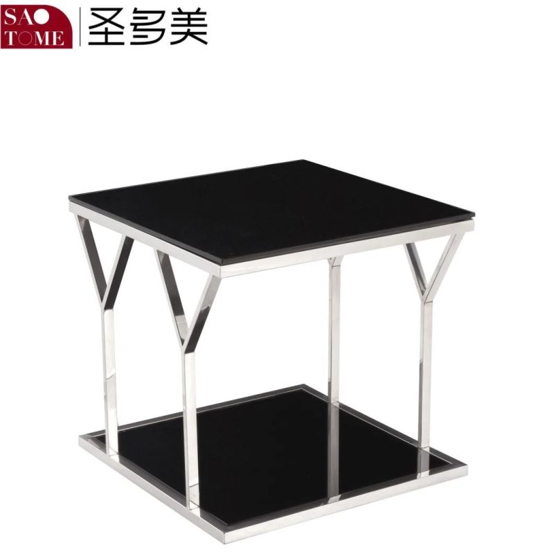 Modern Simple Living Room Furniture White or Black Faced Glass End Table