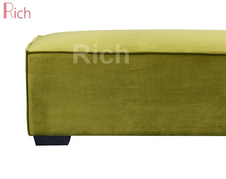 Modern Oversized Square Shaped Ottoman Stool Velvet Upholstered Sofa Footrest