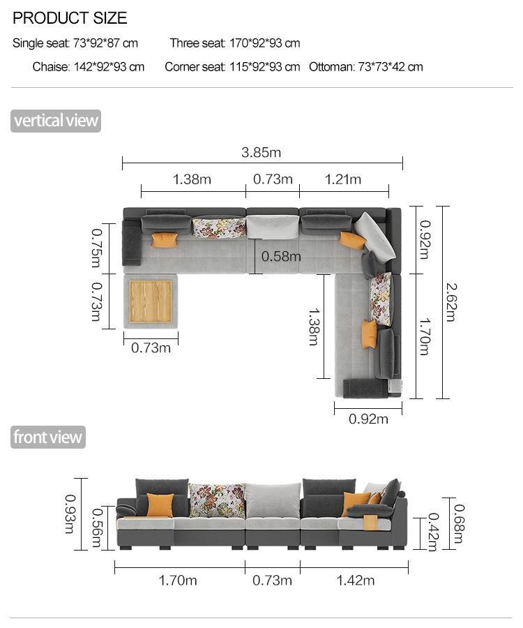 Linsy Sectional Home Furniture Fabric Sofa Set Design 996