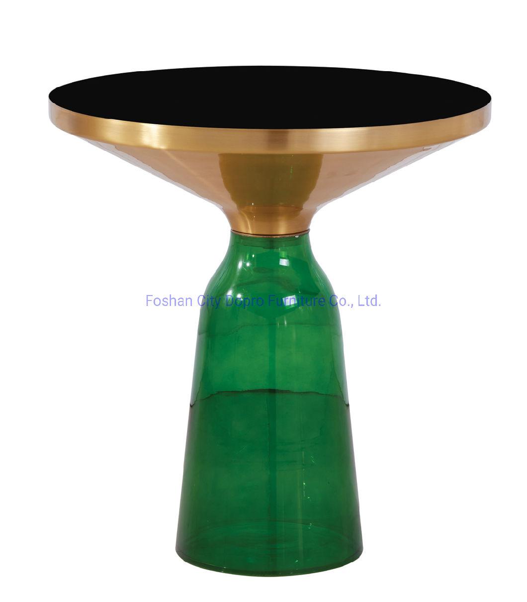 Simple Design Side Table Gold Stainless Steel Black Glass