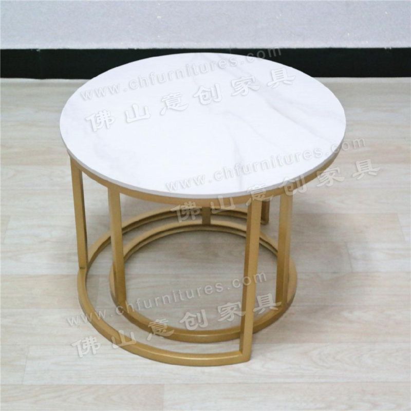 Modern Simple Small Apartment Home Living Room Rock Board Round Combination Coffee Table