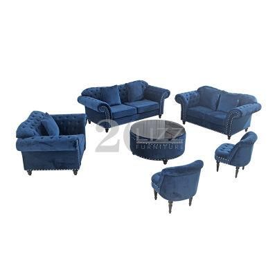 European Hot Selling Home Furniture Set Loveseat Chesterfield Velvet Sofa