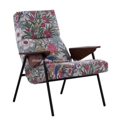 Wholesale Lobby Living Room Furniture Fabric Metal Arm Chair for Coffee Shop