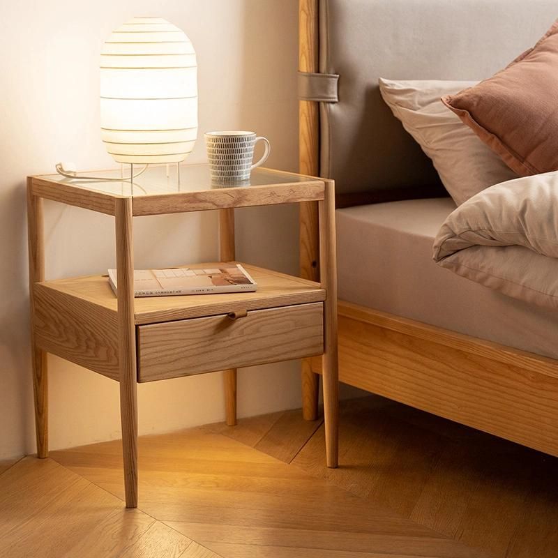 Smart Bedside Table Modern Bedroom Solid Wood Light Luxury Bedside Table