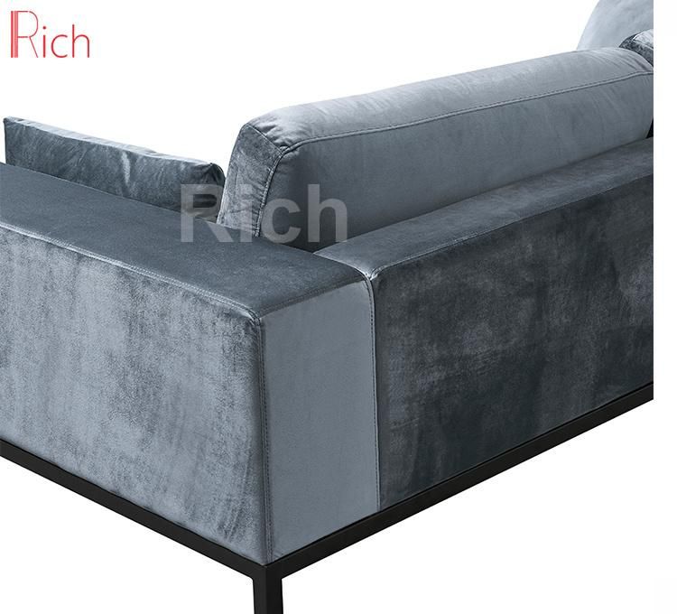 French Style Modern Living Room Furniture Fabric Low Arm Couch