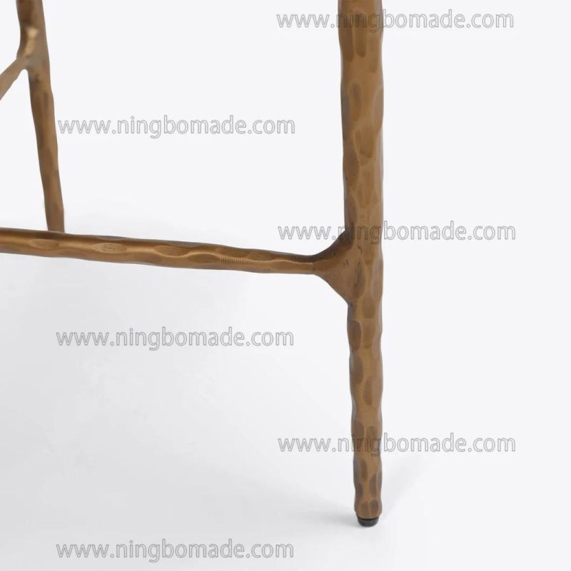 Rustic Hand Forged Collection Furniture Forged Solid Iron with Brass Color and Thick White Cloud Marble Sofa Table