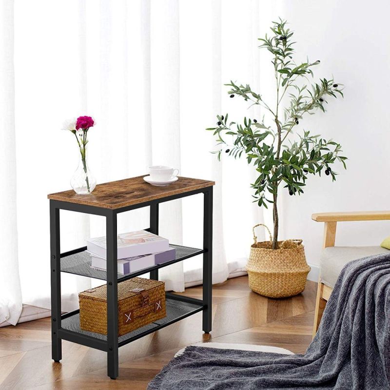 Industrial Style Wood Bedside Cabinet with Metal Legs