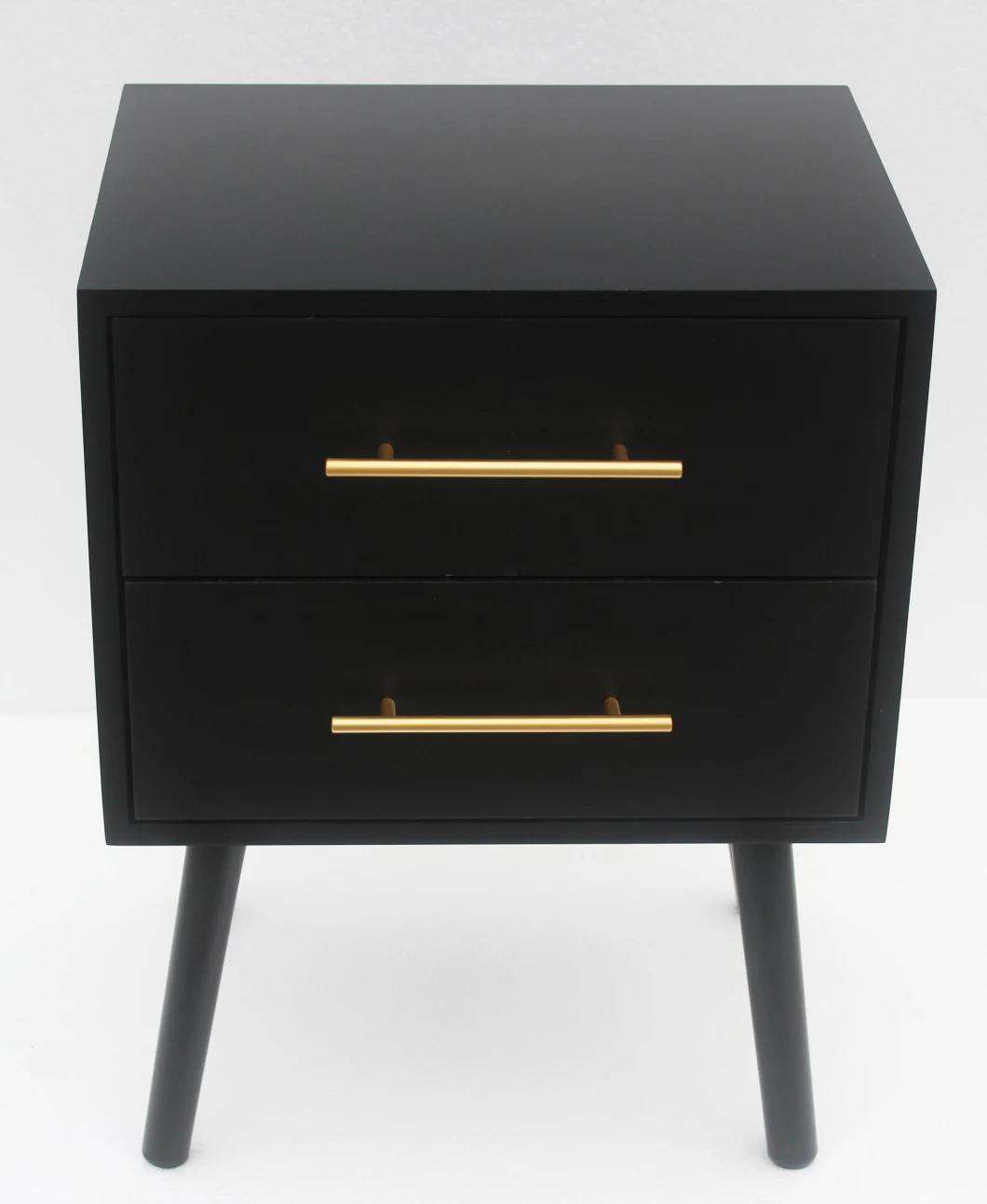 2 Drawer Nightstand with Open Shelf, Espresso, Tall