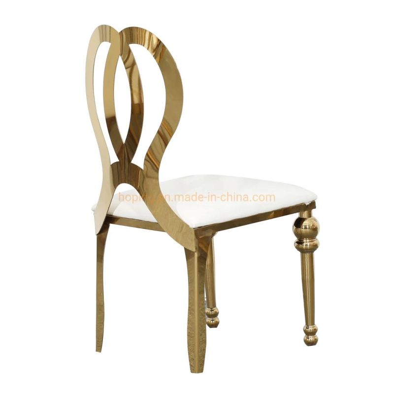 China Hoping Supplier Living Room Chair Luxury Simple Style Gold Metal Leg Table Dining Chair